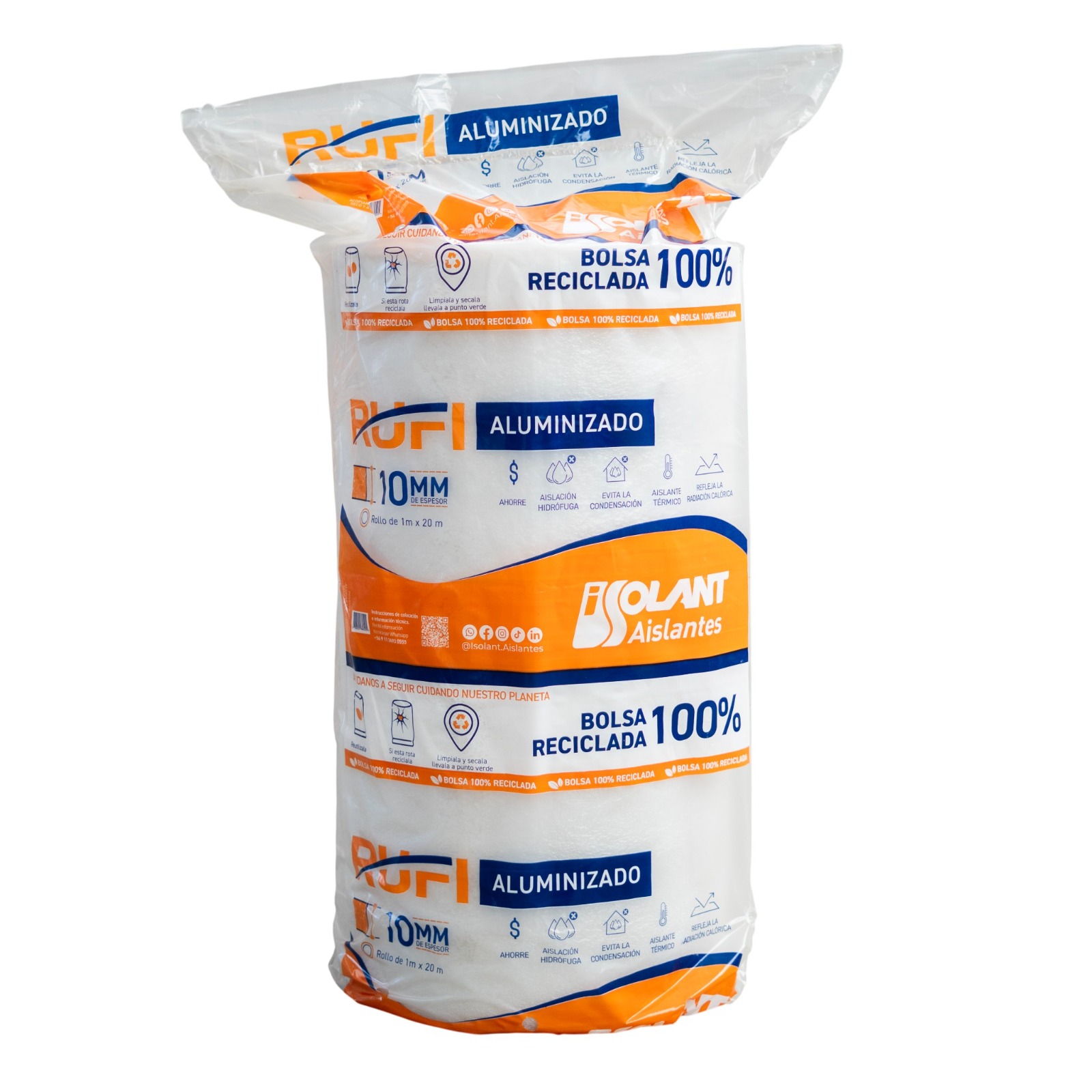 Aislante Espuma Isolant Rufi 10mm Aluminizado X 20m